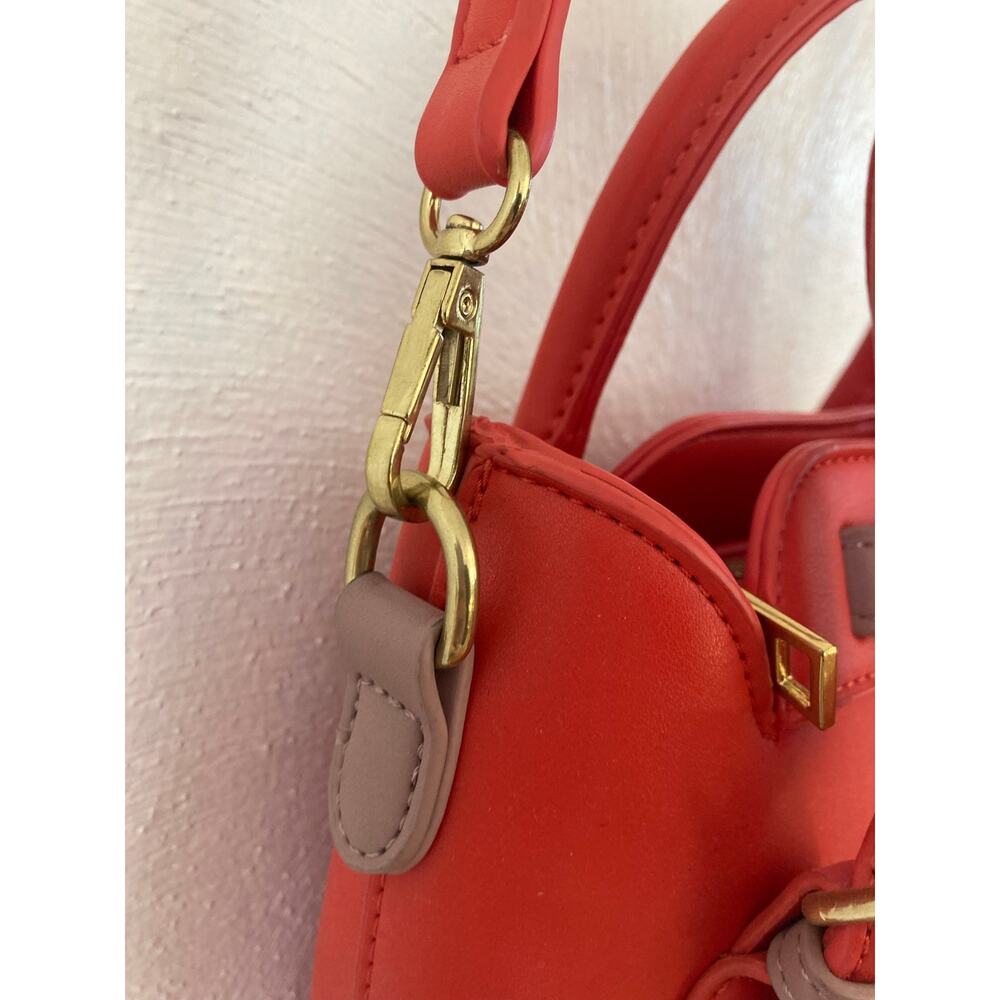 Anthropologie Agathe Mini Satchel Crossbody Bag Remi/Reid- red/orange Coral - Picture 6 of 14